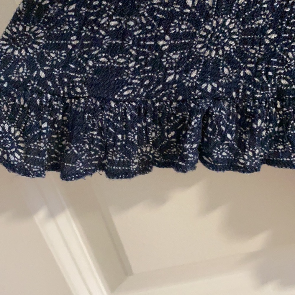 Navy Blue & White Boho Flowy Long Sleeve Romper - Picture 7 of 7